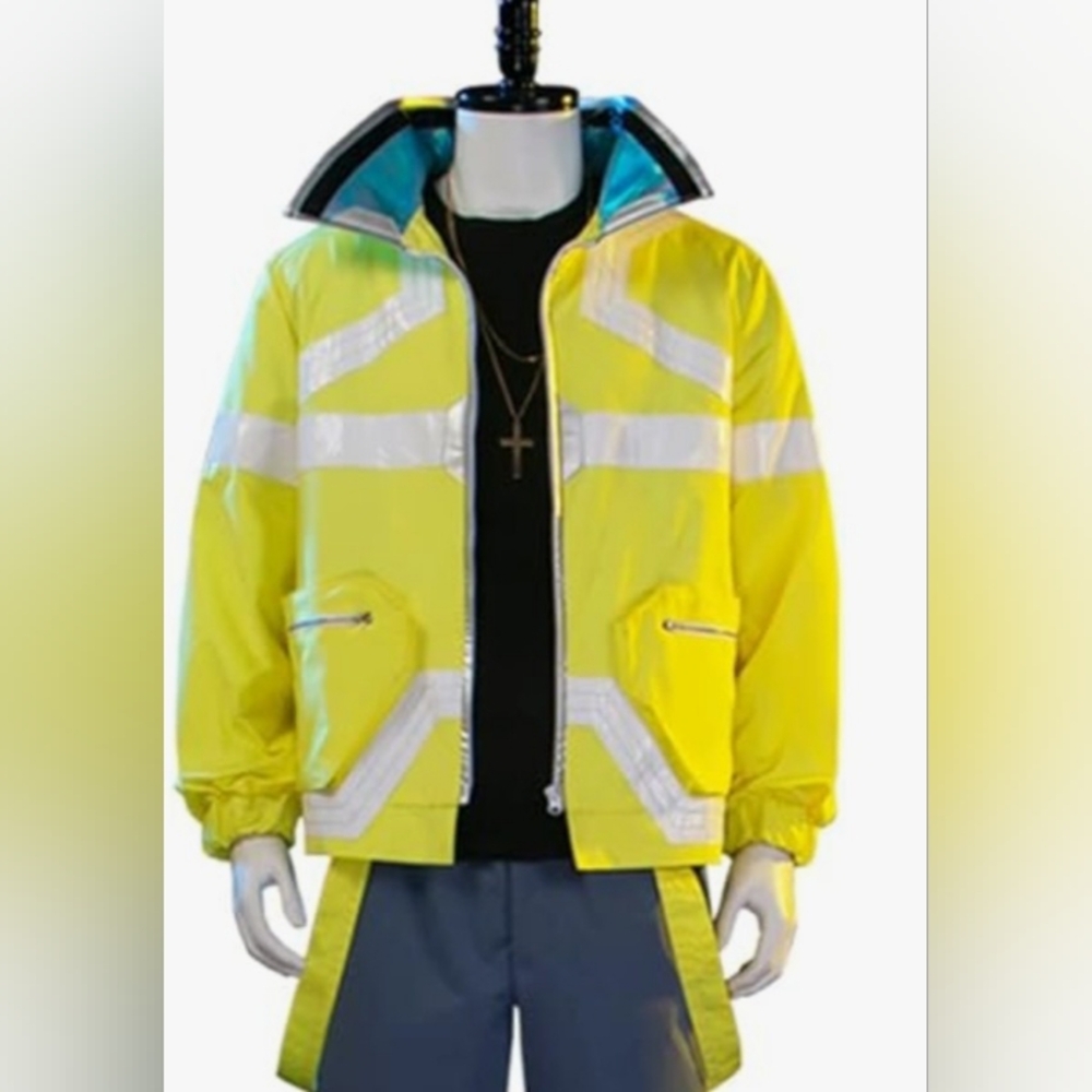 Cyberpunk Edgerunners David Martinez Cosplay Yellow Jacket Suspenders Sz 3XL New